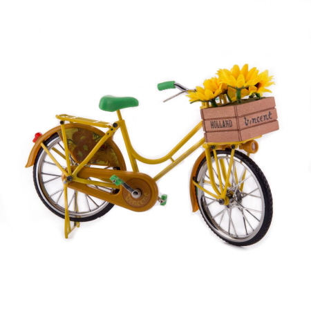 Aanhankelijk Advertentie Spreekwoord Mini Van Gogh omafiets met mand vol bloemen